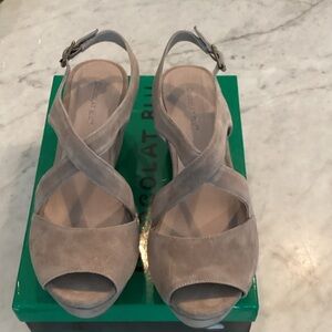 Chocolat Blu Women's Taupe Suede Sandals NIB